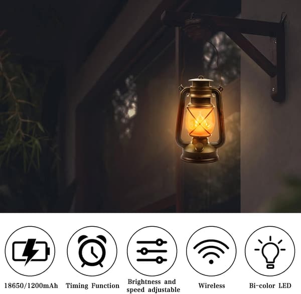 Utomhus LED-lykta, 2-pack Vintage trädgårdslykta med fjärrkontroll [JUN]