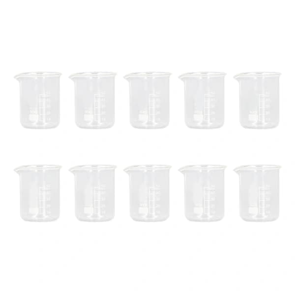 Laboratory Glass Beaker 10-pack 50ml Capacity Graduated Cylinder Cup with Clear Scale Line