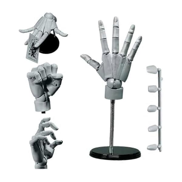 Hand Model 1:1 Articulated Mannequin Hand Movable Joint+Base DIY PVC ABS Hand Model for Drawing, Painting, Sketching B
