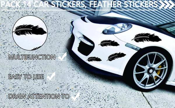14 Pieces Feather Car Decals (Laser), Feather Shaped Decals, Feather Decorative Decals, Vinyl Autom