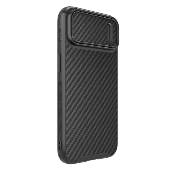 For iPhone 14 NILLKIN Synthetic Fiber Camshield Magnetic Phone Case Black