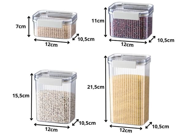 Storage Jars 7-set - Airtight Kitchen Canisters for Pasta and Dry Goods 1430