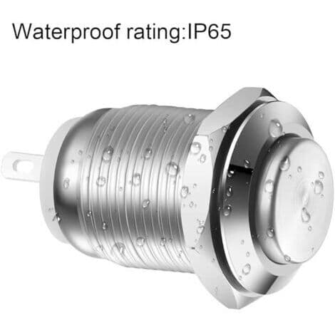 10 stk Momentan Vanntett Trykknapp i Rustfritt Stål På/Av Trykknapp 12mm 2A 12V/24V/125V/250V (Høyt Hode)