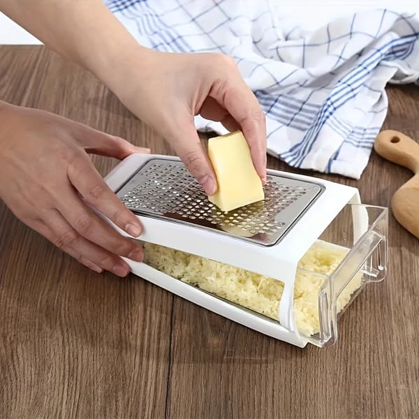 Multifunctional Stainless Steel Grater with Container, Double-Sided Grater for Vegetables and Cheese, Kitchen Baking-FM-