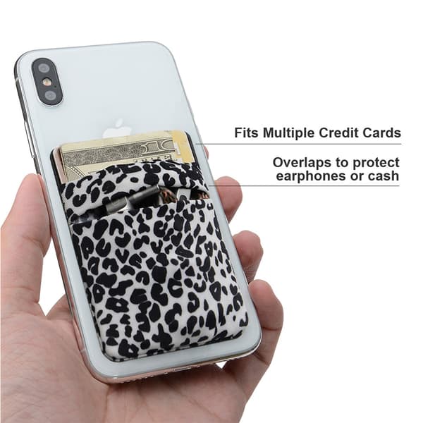 Dobbeltlags Lycra Mobiltelefon Kortholder - Leopardmønster, Multifunksjonell