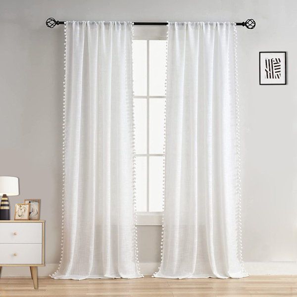 132*274cm (2 pieces) panel curtain, retro curtains, transparent, b