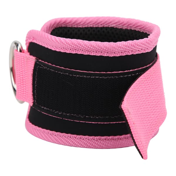 Exercise Foot Straps for Cable Machine Double D-Ring Adjustable Neoprene Ankle Straps (Pink)