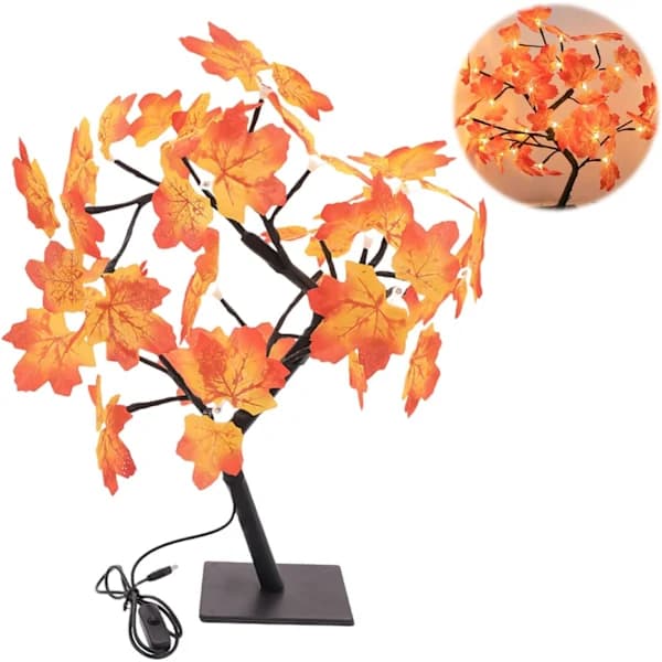 Maple Leaf Lys: Efterårsdekoration Lys med 24 LED, USB Maple Leaf Lys, Maple Leaf Lys
