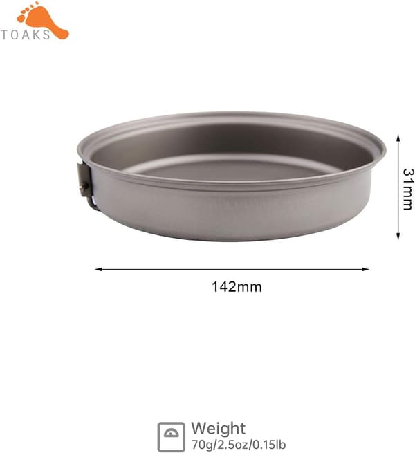 Titanium stekpanna för utomhusbruk, camping, picknick, lättviktsutrustning, redskap, 145 mm