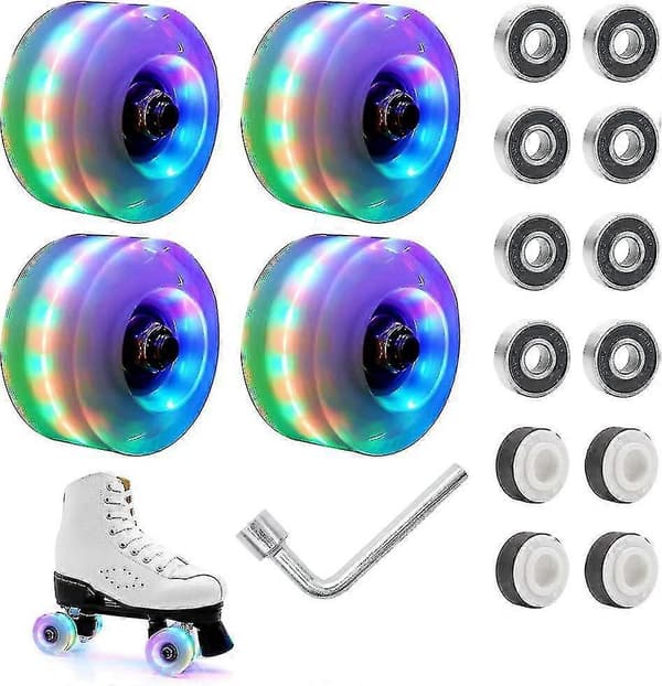 LED Luminous Roller Skate Wheels With Bearings 4-Pack Cool Luminous Skate Wheels For Double Row Skates 32mm X 58mm-mxbc