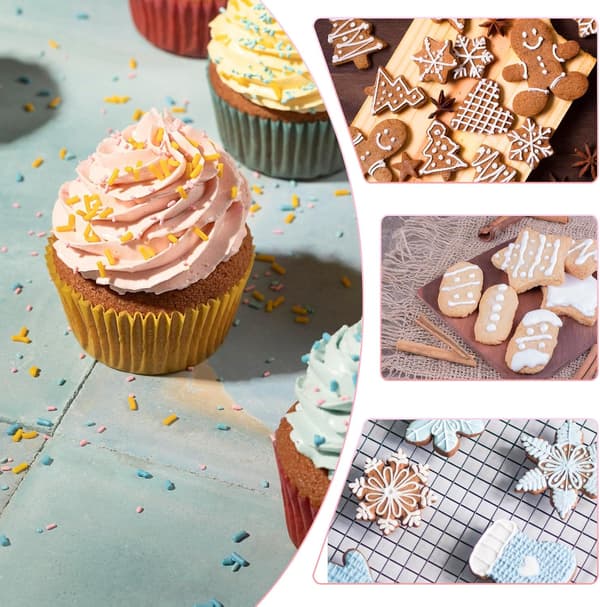 6 runde tipper, graderte størrelser, glasurtipper i rustfritt stål for baking av kremposer, kaker, puffs, smultringfyllere