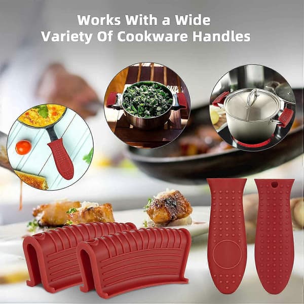 Cast Iron Handle Cover Set, Silicone Pot Holder, Heat Resistant for Cooking