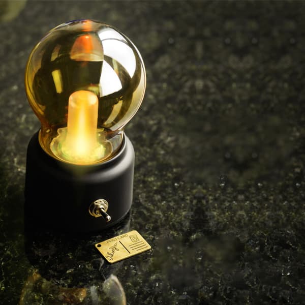 USB Rechargeable Night Light, Bulb-shaped, Continuous Light, Desk Lamp for Bedroom, Dorm, Black