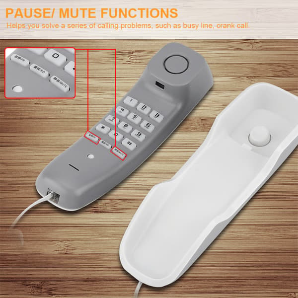 Wall Mounted White Noise Cancelling Telephone with Last Number Redial