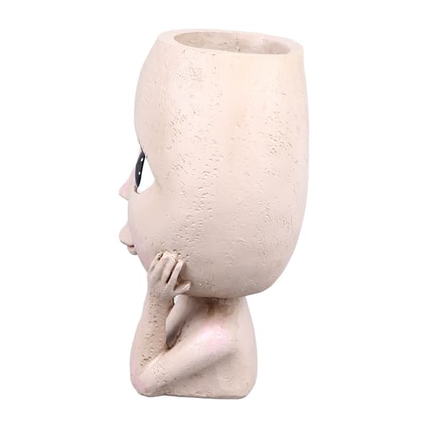 Large Resin Face Pot, Creative Head Pots for Succulents with Drainage Hole for Herbs Cacti
