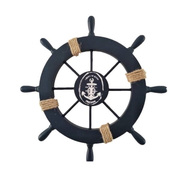 Nautisk träskeppsroder väggdekor, trä, mörk färg