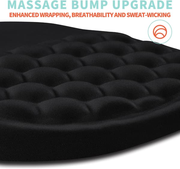Ergonomic Mouse Pad with Wrist Rest and Massage Design (12x8 inches, Black)