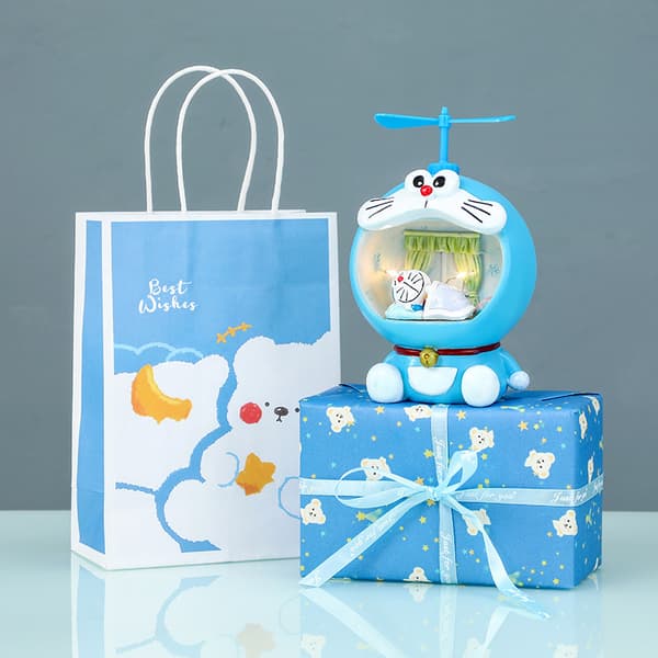 Tegneseriepynt Doraemon rund stjernelys læselampe natlampe[LD]