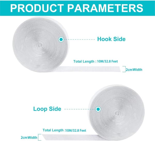 20mm*10m - Hook and Loop Tape - Self-Adhesive Tape - Reusable Tape - Nylon Fastening Tape