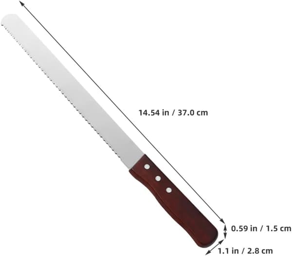 Stainless Steel Bread Knife, Serrated Bread Slicer, Kitchen Baking Tool for Slicing Toast, Loaf, Cake
