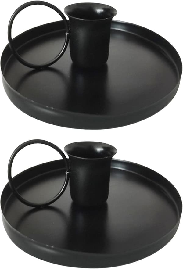 2 stk. metal lysestager, koniske lysestager, enkeltsidede lysestager, retro lysestager