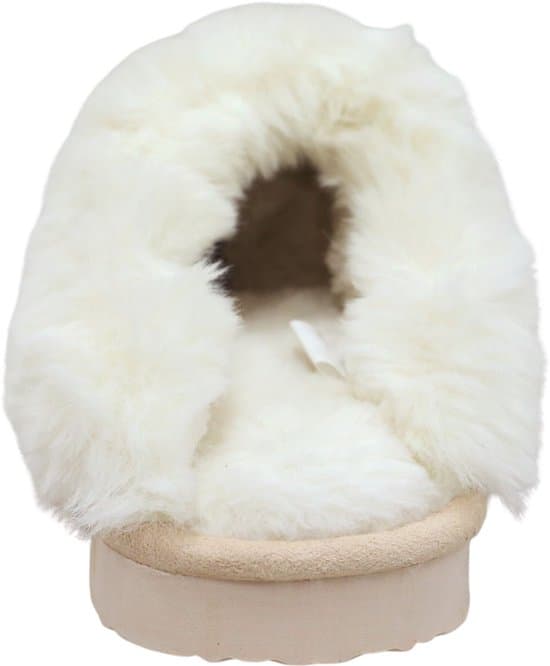 [PLEE] Unisex Fluffy Open-Toe Slippers with Soft Lining and Non-Slip Sole - Beige (Size 38-39)