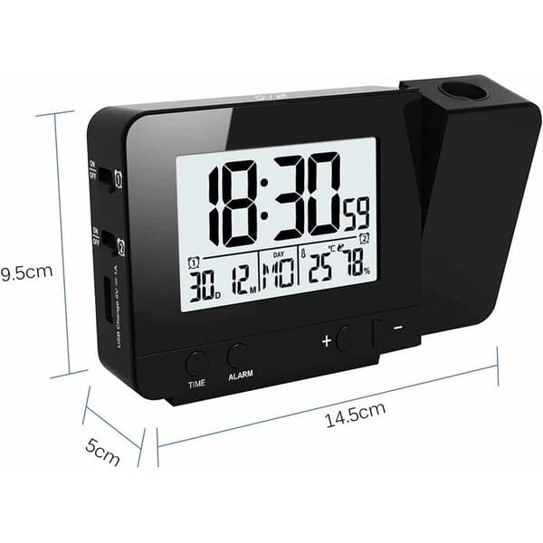 LED Projection Alarm Clock, Digital Clock with Large LCD Display, Digital Projection Clock with Dual Alarms, Snooze Function, Indoor Thermometer