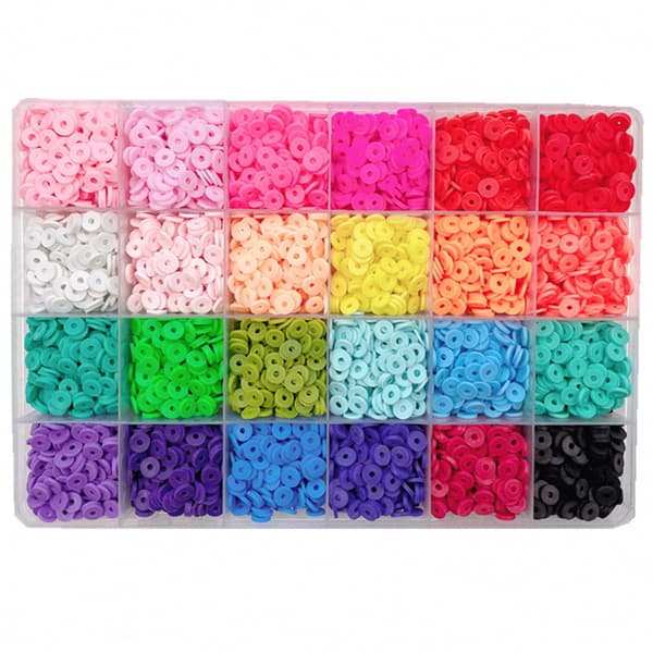 Flate perler sett for armbånd, 4800 stykker håndlagde polymerleire fl