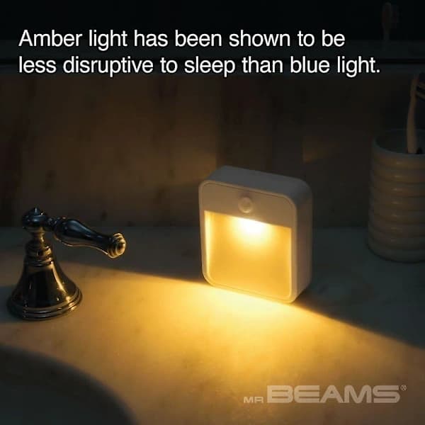 Battery-Powered Motion Sensor LED Night Light, Stick Anywhere, Yellow Light (1-Pack), White