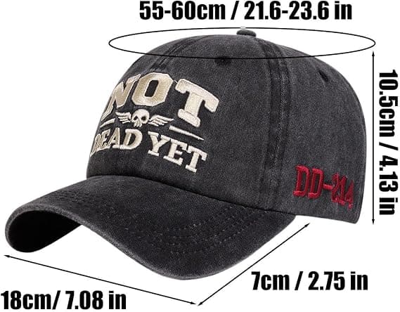 Baseballcaps for menn | Pustende brodert bomullscaps | Humoristisk retro \"Not Dead\" design sportscaps (DB)
