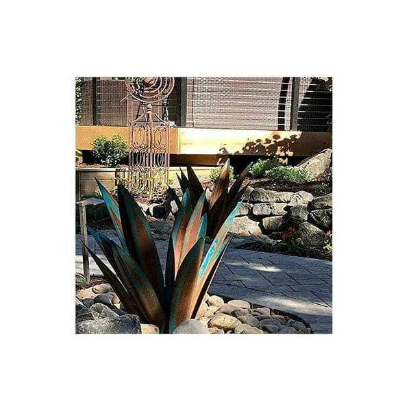Metallträdgårdsdekoration Agaveväxt Trädgårdsdekoration Rustik metallskulptur Rustik trädgårdsstaty 65 cm 9 blad
