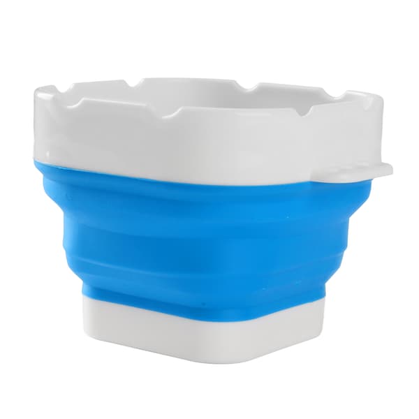 Foldable Brush Washer Professional Thickened Bottom Silicone Brush Bucket for Beginners with Scrub Board Blue