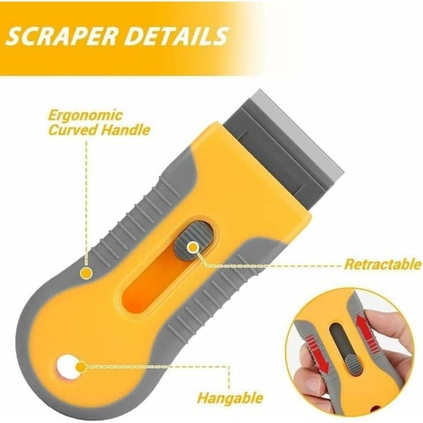 Glass and Ceramic Scraper with 20 Spare Parts for Gasket Labels and Decals