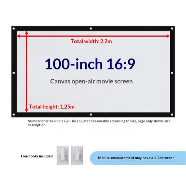 100 tommer 16:9 Fortykket Krølfri Projektionsskærm, Projektorgardin Projektionsskærm
