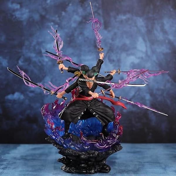 14cm Anime One Piece Zoro Figur Wano Onigashima 9 Sverdstil Actionfigur PVC Statue Modell Samleobjekt Dekorasjon Leketøy Gave