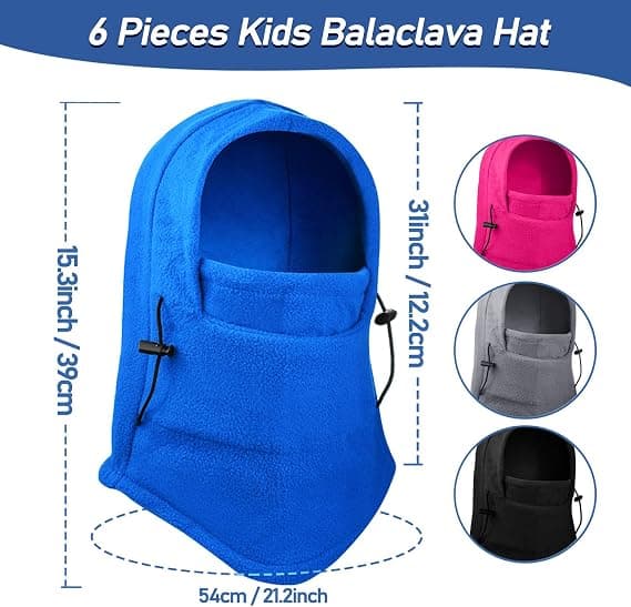 4-delt sett med vintervindjakke for barn, unisex, tykk, varm ullskidmaske for barn