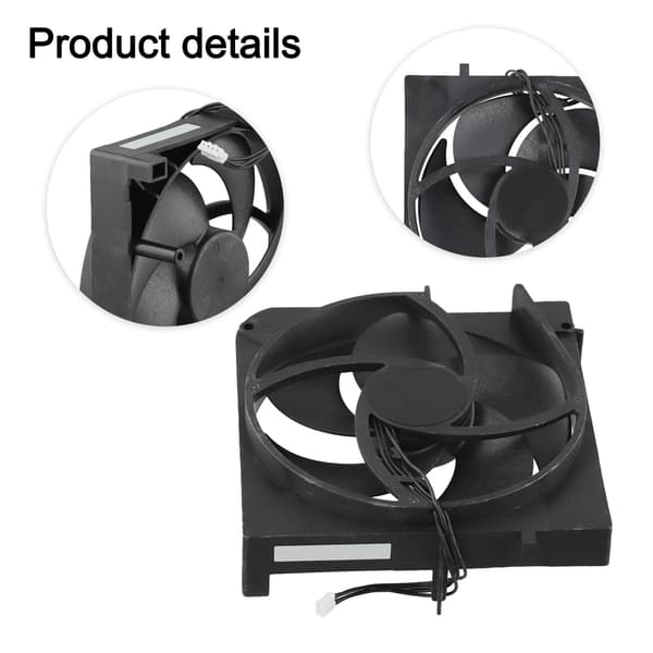 Intern køleventilator kompatibel med Xbox Series S, 5-bladet intercooler-ventilator med 4-bens stik, sort ABS