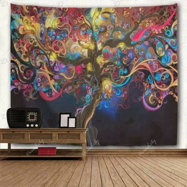 Seinavaate Gobeliini Psykedeelinen Puu Seinävaate Kodinsisustus - 210 cm x 150 cm