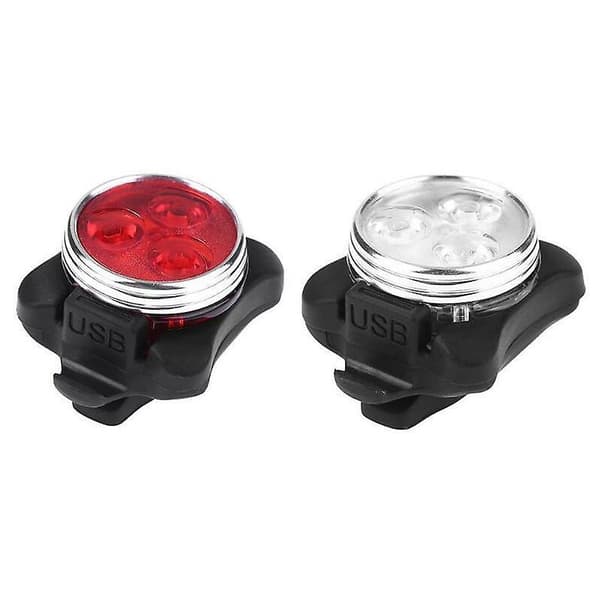 3 moduser sykkellykt innebygd batteri oppladbar USB LED 2 stk