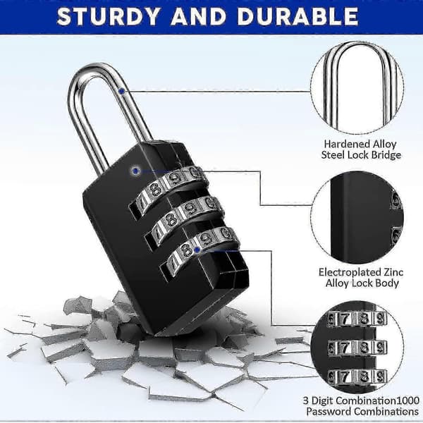 50 Pcs Small Combination Locks 3-Digit Combination Lock Small Padlock