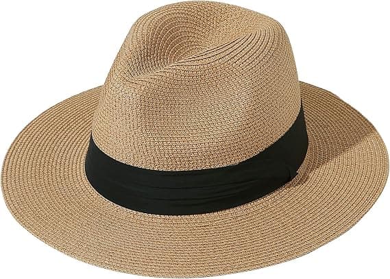 Dame UPF50 Sammenleggbar Sommer Stråhatt Bredbremmet Fedora Solstrand
