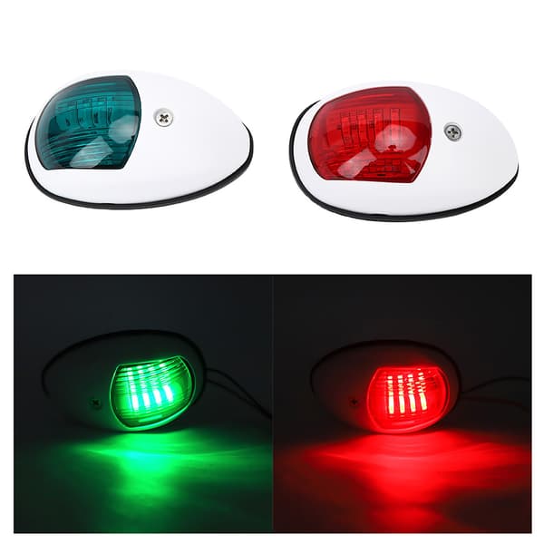 2pcs Signal Lamp Red Green LED Waterproof Boat Navigation Light DC12V 3W White