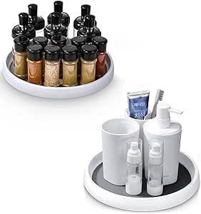 2-pack Refrigerator Organizer, 25 cm Rotating Plate Refrigerator, Kitchen Organizer, Rotating Spice Rack
