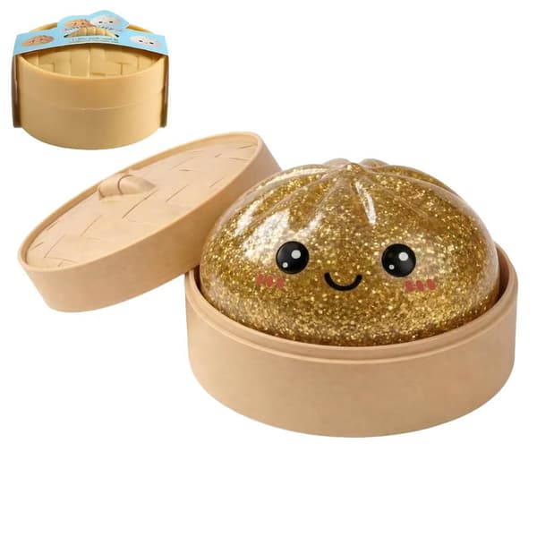 Glitterklimp, Glitterklimp Squishy med æske, Klimp Sensorisk Klemmelegetøj til Stresslindring Guld