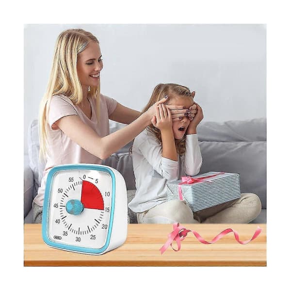 Visuel Timer med Natlampe, 60 Minutters Nedtællingstimer til Børn og Voksne, Tidsstyringsværktøj (blå)