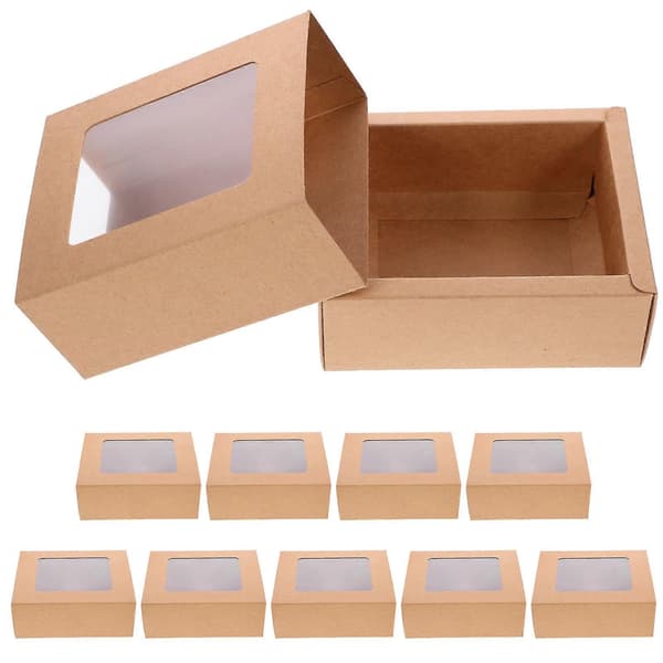10 pcs Small Gift Boxes Party Favors Paper Packaging Box with Window for Wedding Birthday