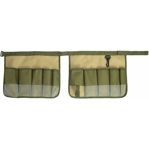 Waterproof 600D Oxford Tool Belt with Transparent Pockets, Foldable Garden Organizer, Green (35x27cm)