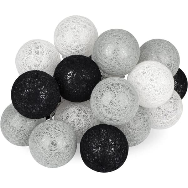 3m Christmas Light String with 20 LED Bulbs - USB Powered - Decorative Cotton Balls for Children's Rooms and Weddings