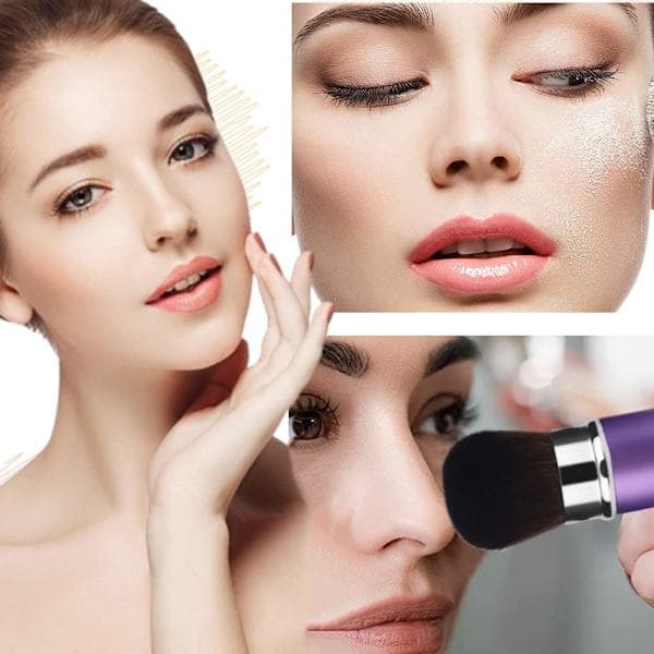 Teleskopisk makeupbørste til ansigtet, foldbar Kabuki-børste til ansigtet, rund pudderbørste, rejsemakeupbørste, blush, bærbar makeupbørste