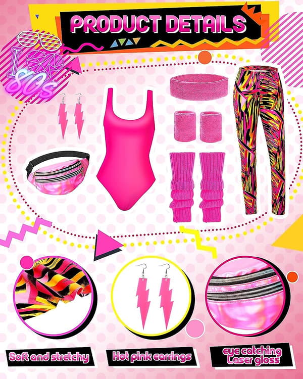 80'er Retro Træningssæt med Geometrisk Tryk Badedragt & Leggings [JUN] Geometriske Linjer Medium Geometric Lines Medium